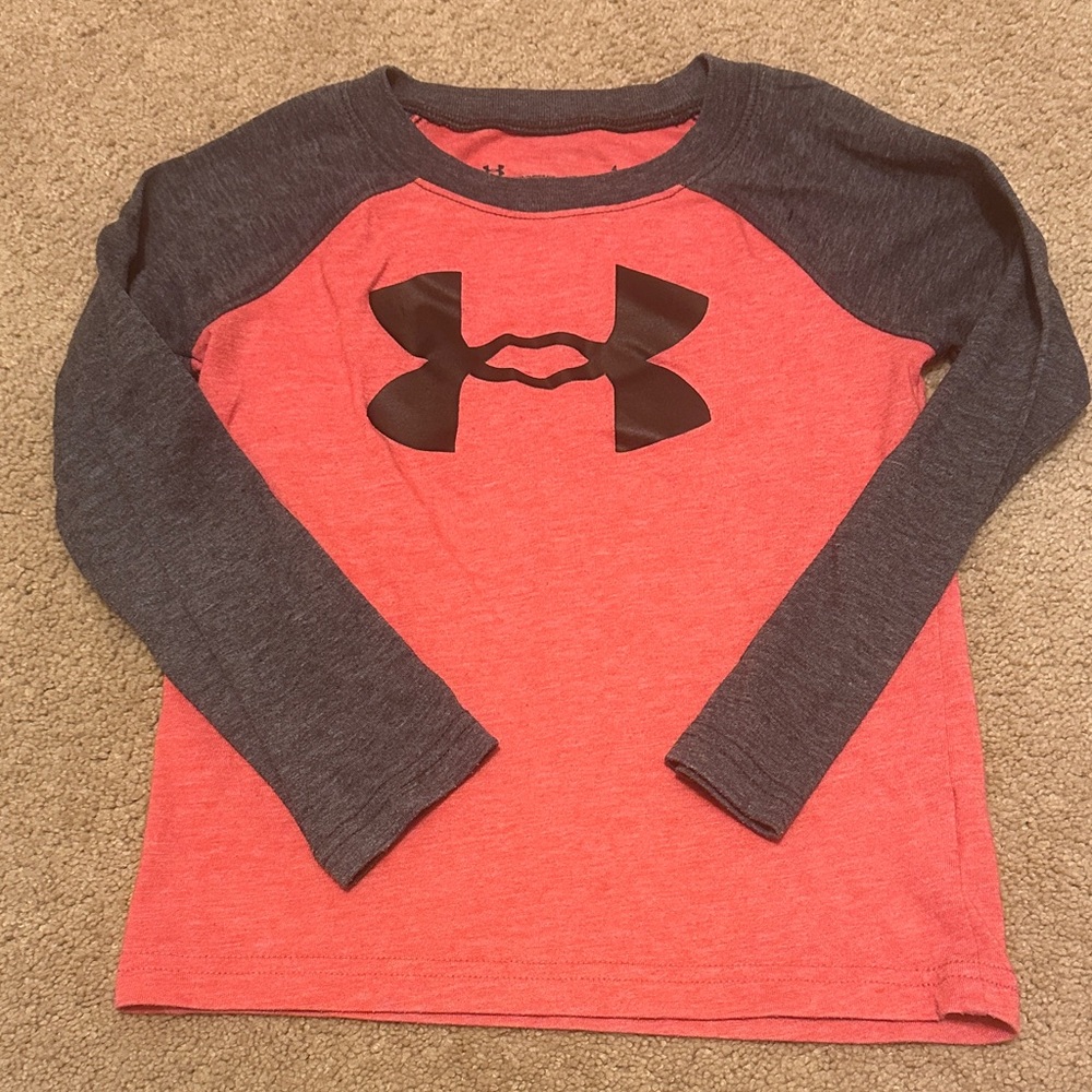 Under Armour Kids' Coral and Charcoal Long Sleeve Tee